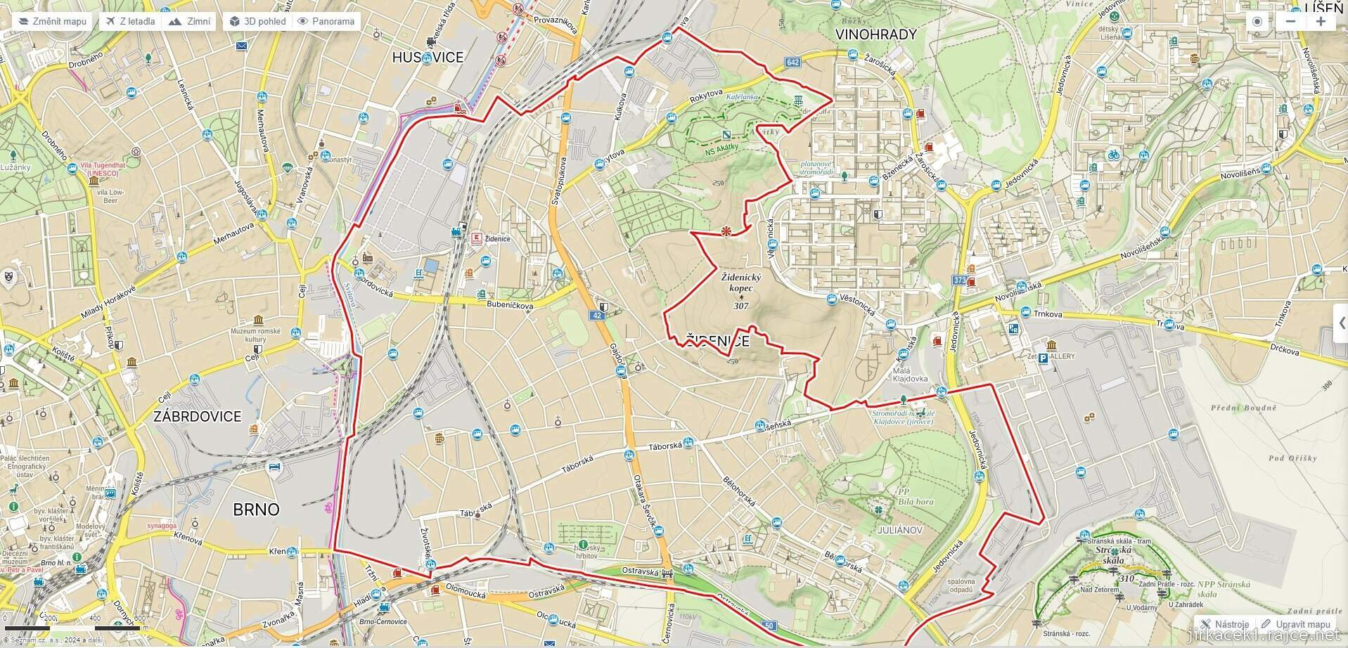 Brno - Židenice na mapy.cz
