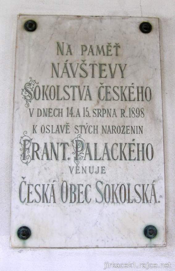 Hodslavice - památník a rodný dům Františka Palackého - pamětní deska