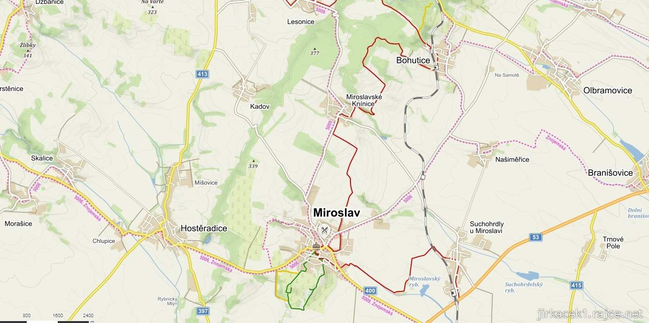mapa Bohutice a Miroslav